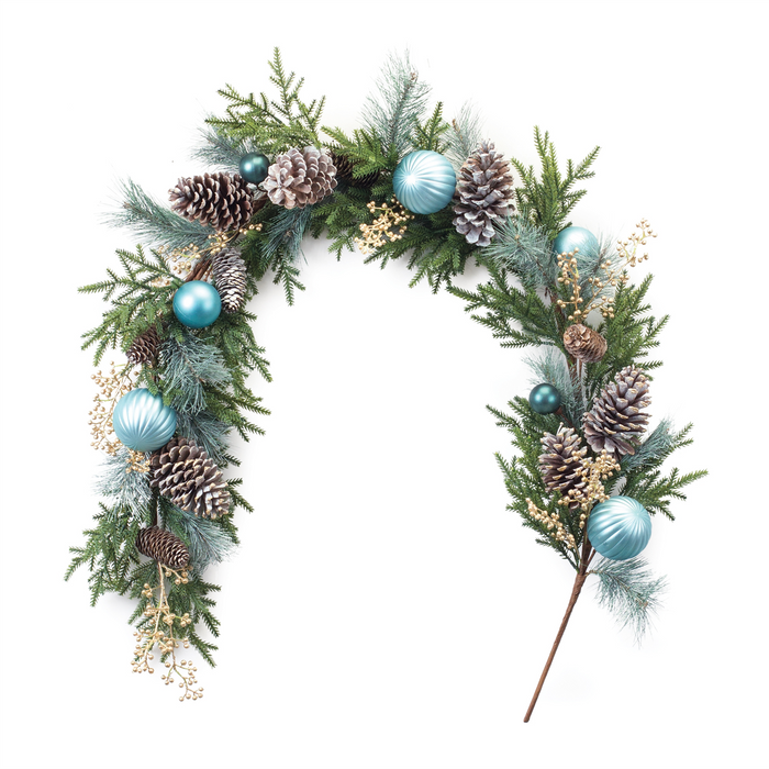 Decorated Holiday Pine Garland 6'L