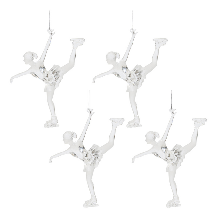 Clear Acrylic Ice Skater Ornament (Set of 4)
