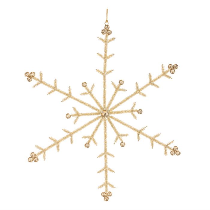 Gold Beaded Metal Snowflake Ornament (Set of 6)