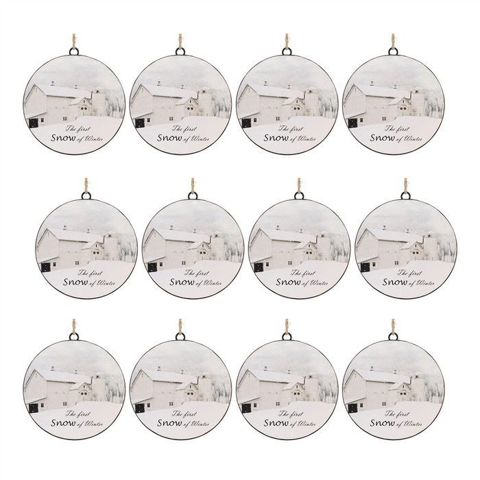 Metal First Snow Disc Ornament (Set of 12)
