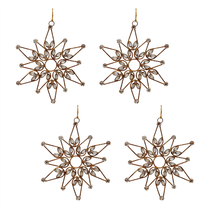 Snowflake Ornament (Set of 4) 9.5”H Iron/Beads