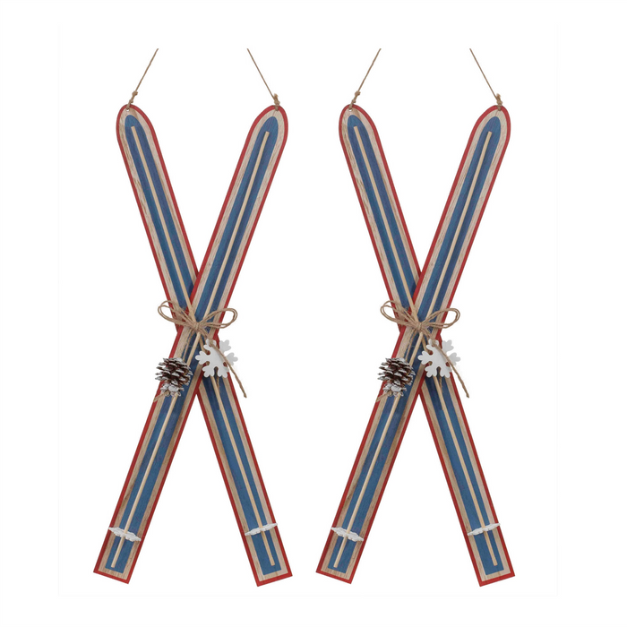 Wood Ski Ornament (Set of 2)
