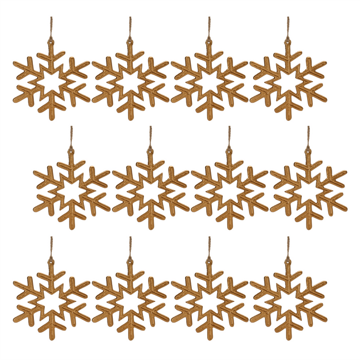 Gold Metal Snowflake Ornament (Set of 12)