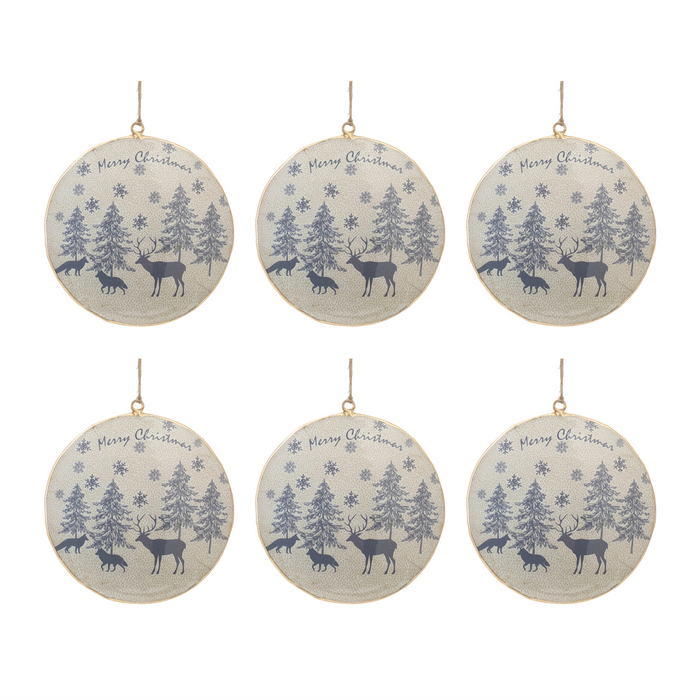 Metal Woodland Animal Merry Christmas Ornament (Set of 6)