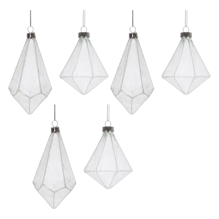 Frosted Glass Drop Ornament (Set of 6)