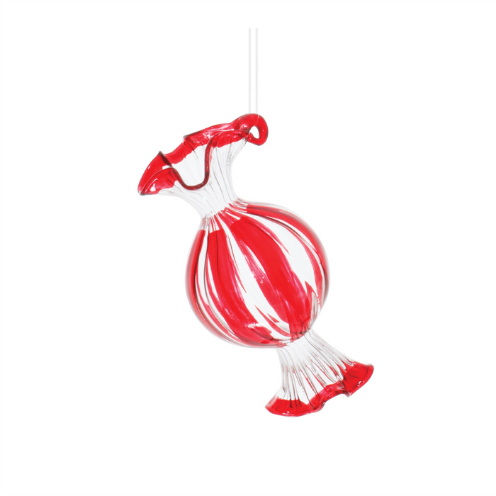 Glass Peppermint Candy Ornament (Set of 12)