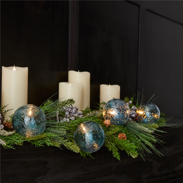 LED Blue Crackle Glass Ball Ornament String