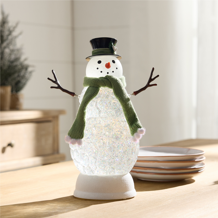 LED Snowman Snow Globe 11"H