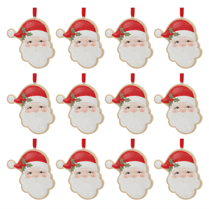 Frosted Santa Cookie Ornament (Set of 12)