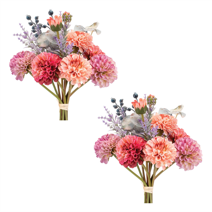 Mixed Zinnia Bouquet (Set of 2) 18”H Polyester