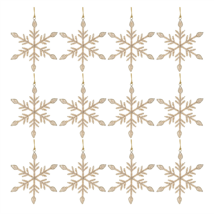 Snowflake Ornament (Set of 12) 6”H Iron/Glass Beads