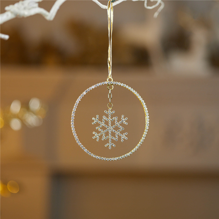 Jeweled Metal Hanging Snowflake Ornament (Set of 12)