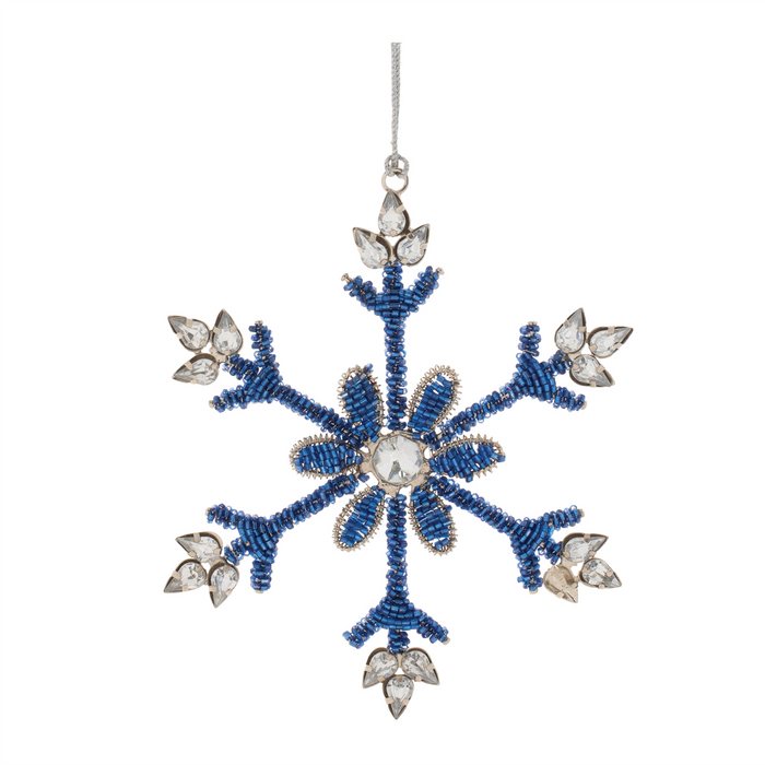 Beaded Metal Snowflake Ornament (Set of 12)