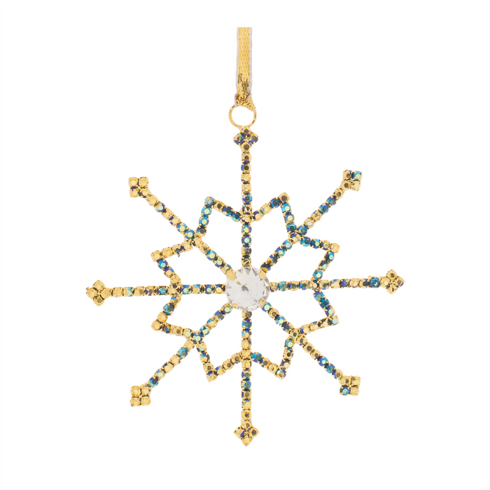 Jeweled Metal Snowflake Ornament (Set of 12)