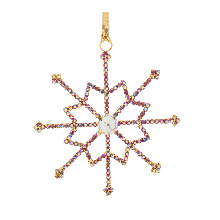 Snowflake Ornament (Set of 12) 3.5”H Iron/Glass Beads