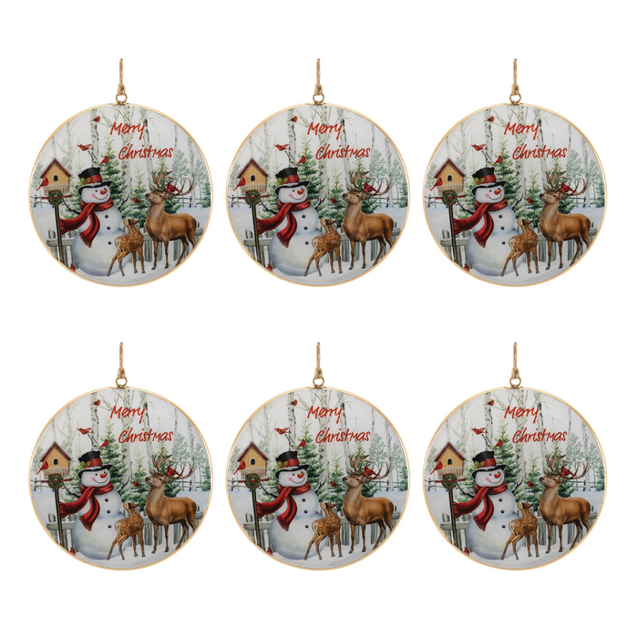 Merry Christmas Woodland Disc Ornament (Set of 6)