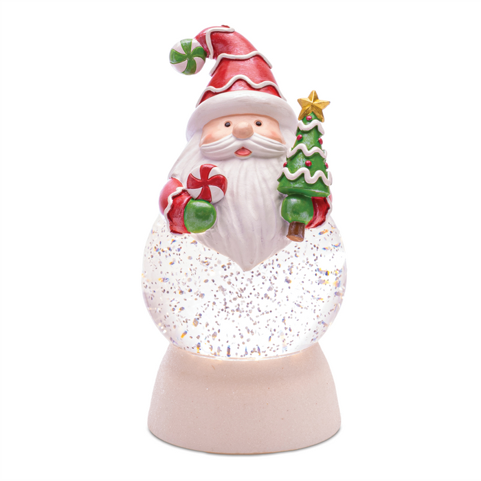 LED Peppermint Santa Snow Globe (Set of 2)