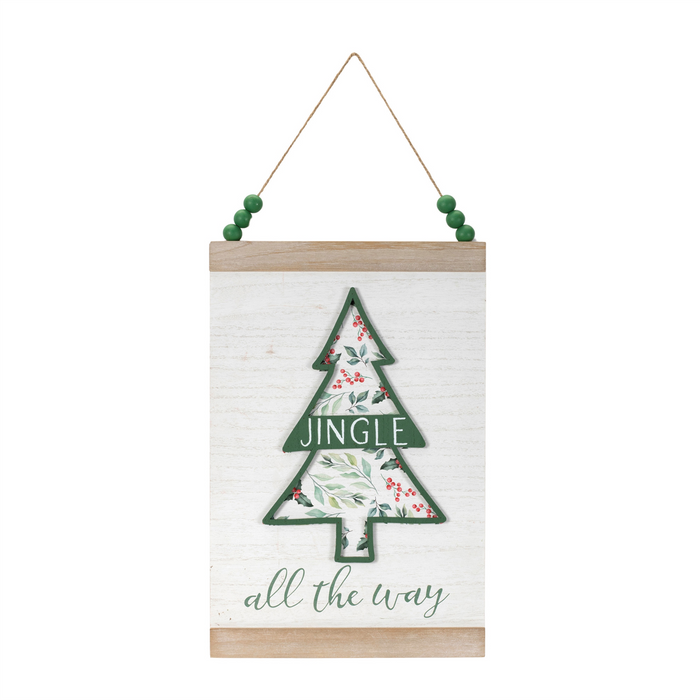 Wood Beaded Merry Christmas Banner (Set of 2)