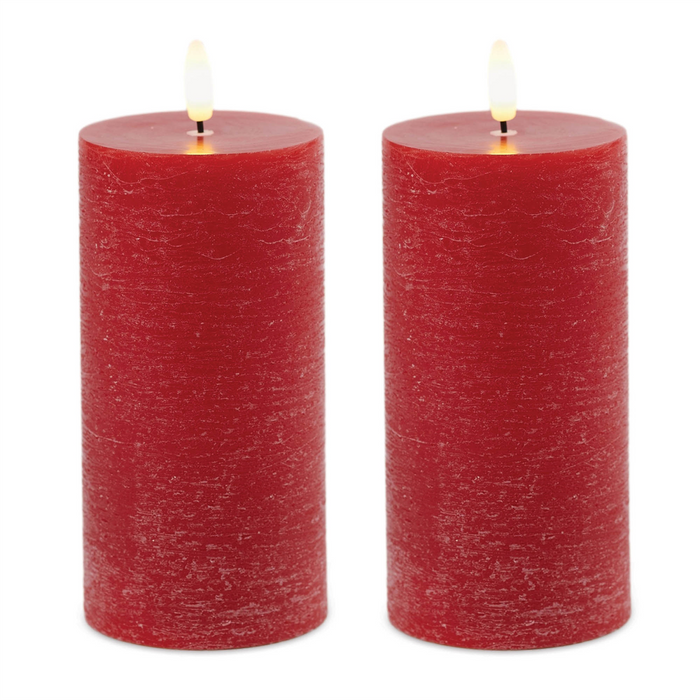 FIA Wick Red Pillar Candle (Set of 2)