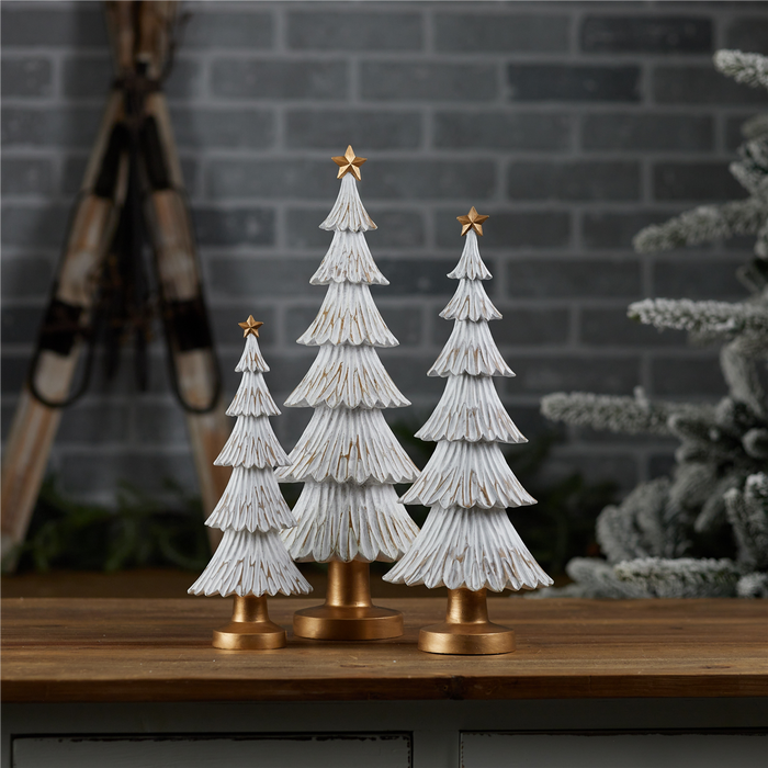 Carved Winter Christmas Tree (Set of 3)