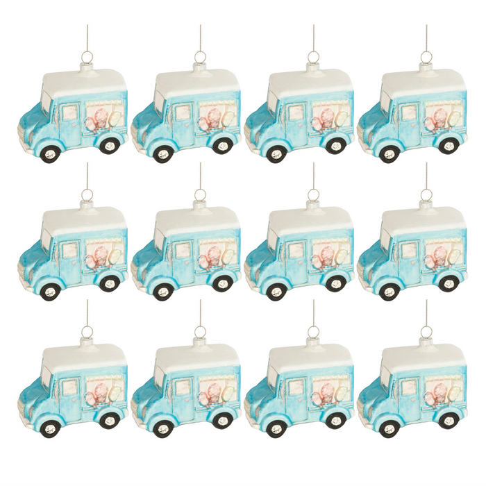Glass Ice Cream Truck Ornament (Set of 12)