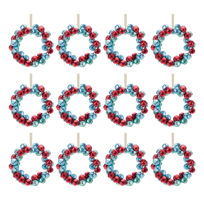 Sleigh Bell Wreath Ornament (Set of 12) 5.5”H Iron