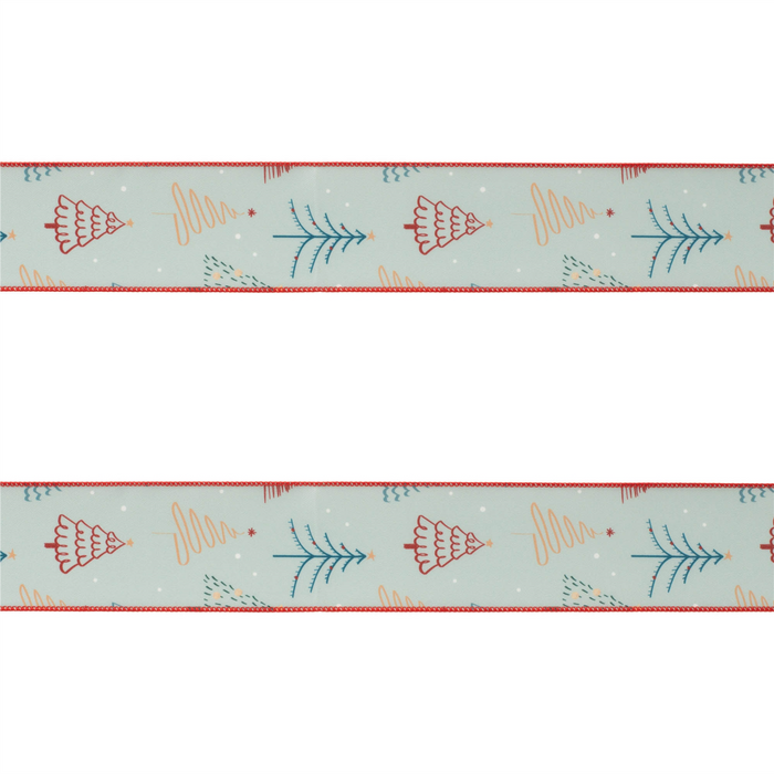 Christmas Tree Print Wired Ribbon (Set of 2)