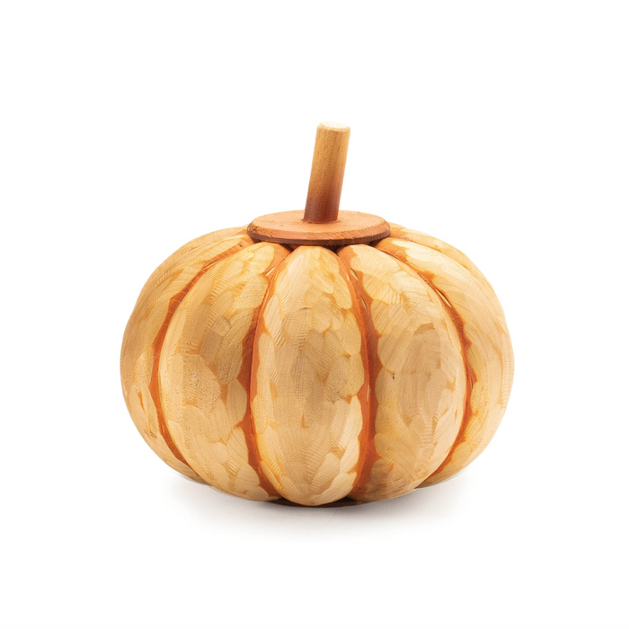 Carved Fir Wood Pumpkin Decor (Set of 2)