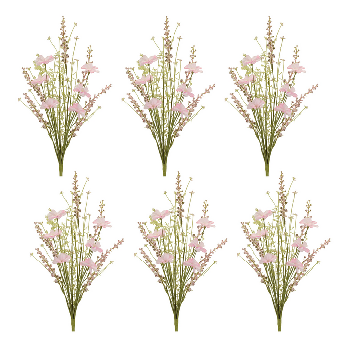 Mixed Cosmos Bush (Set of 6) 20.5”H Polyester/Plastic