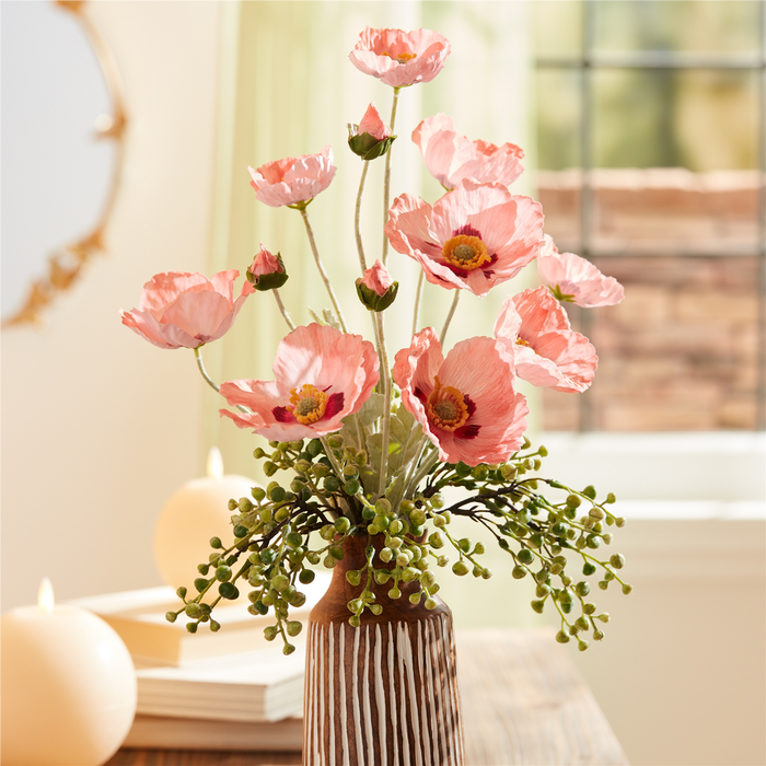 Poppy Spray (Set of 6) 25”H Fabric