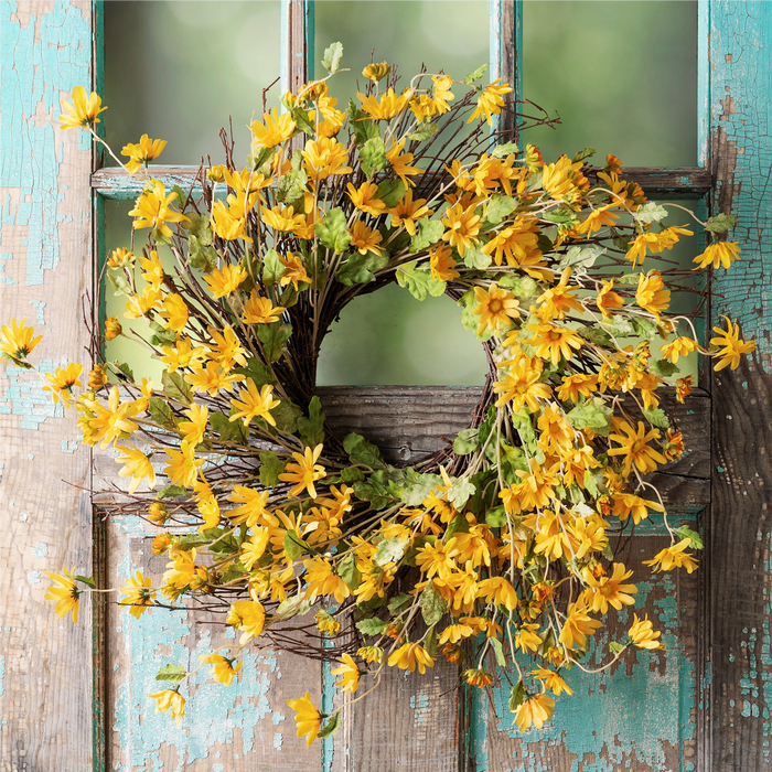 Daisy Wreath 23"D Polyester