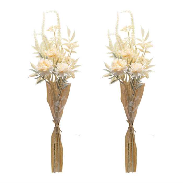 Bleached Zinnia Bouquet (Set of 2) 29.5”H Plastic