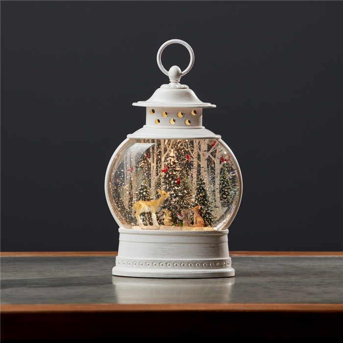 LED Snow Globe Ball with Woodland Deer Scene 11.5"H