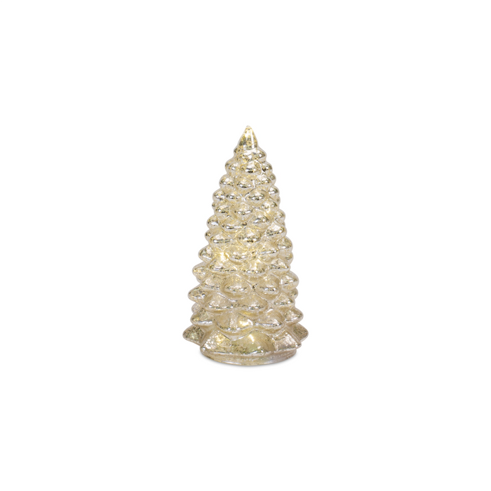 LED Lighted Mercury Glass Holiday Tree Decor (Set of 4)