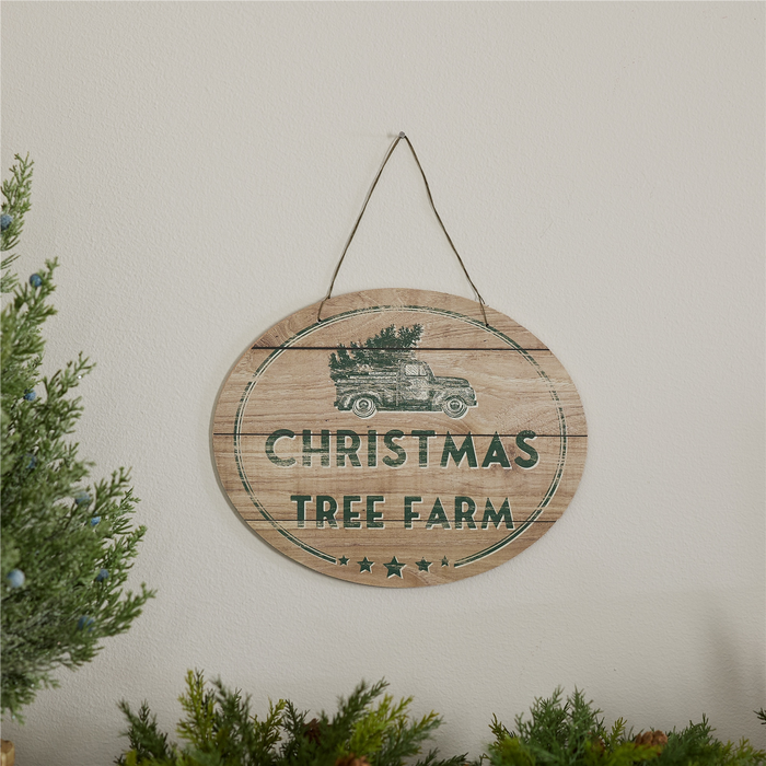 Christmas Tree Farm Sign with Rustic Wood Design 10"L