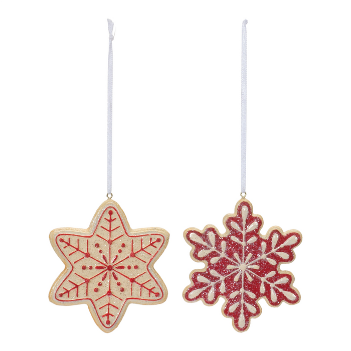 Gingerbread Snowflake Ornament (Set of 12) 4”H Resin