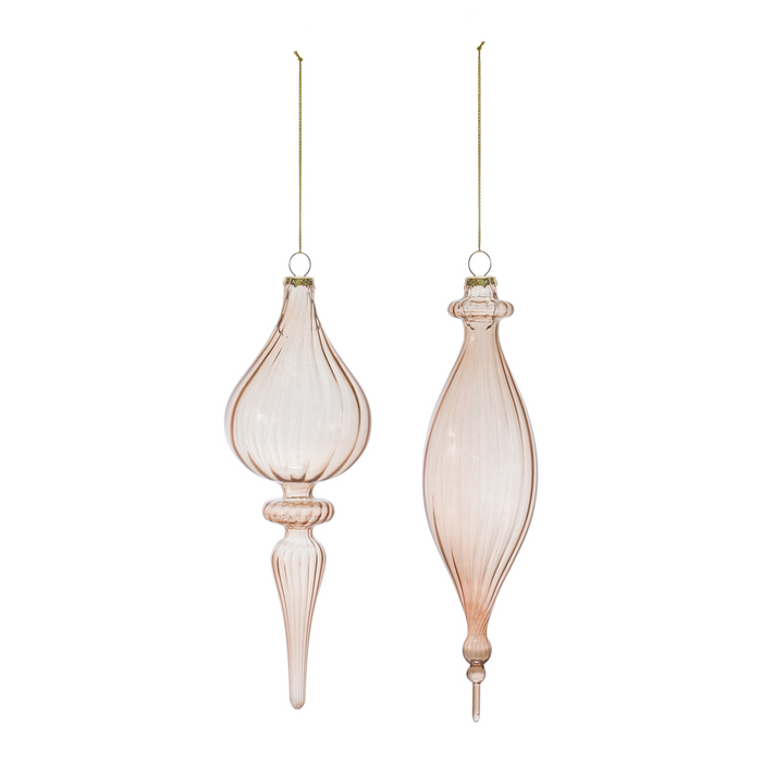Ribbed Glass Finial Ornament (Set of 6)