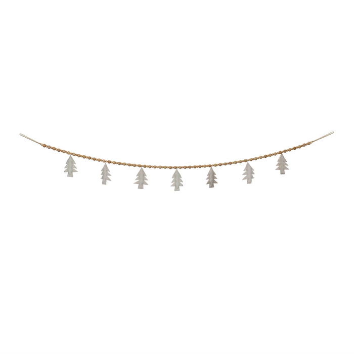Wood Beaded Wool Tree Garland (Set of 2)