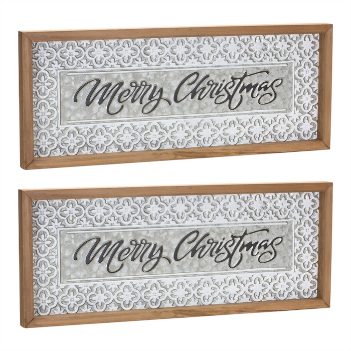 Ornate Metal Merry Christmas Sign (Set of 2)