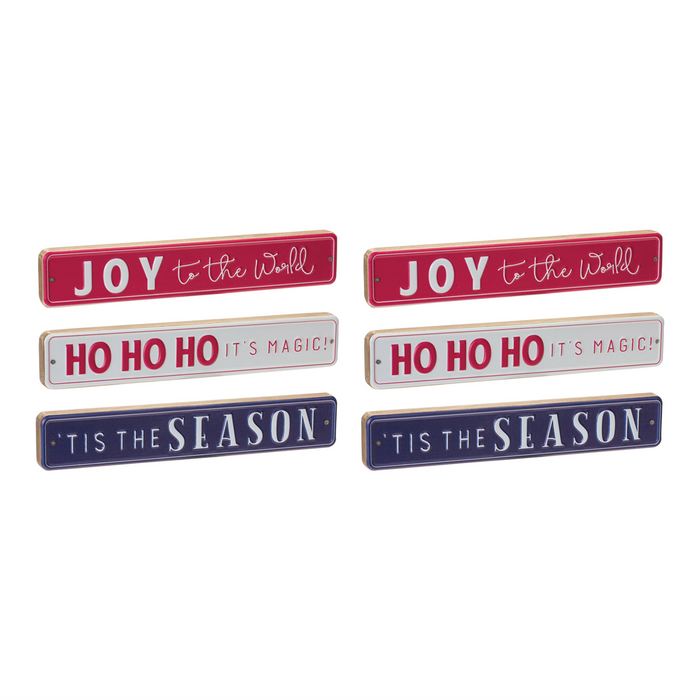 Christmas Sign (Set of 6) 12"L x 2"H MDF/Iron