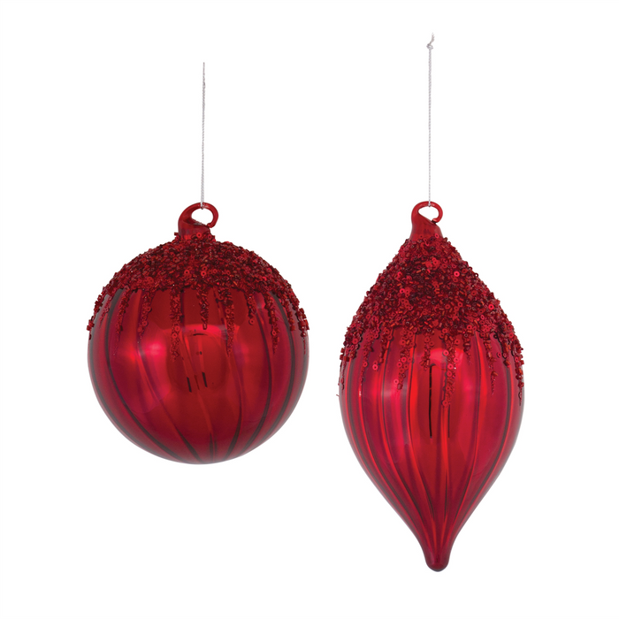 Sequined Glass Ornament (Set of 4)
