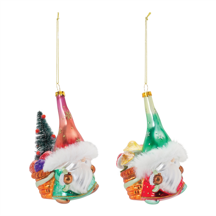 Glass Santa Gnome Ornament (Set of 6)
