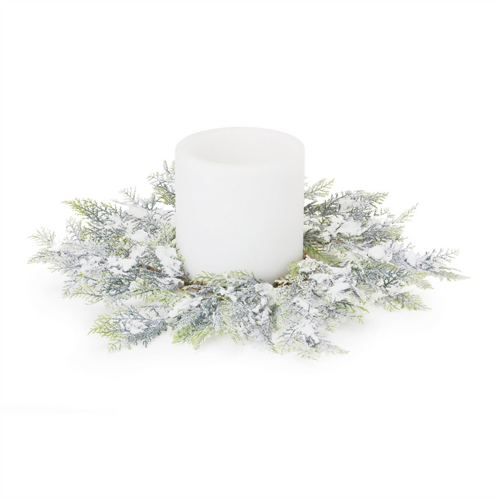Flocked Cedar Wreath 15"D