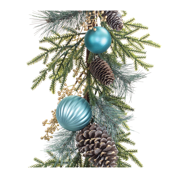 Decorated Holiday Pine Garland 6'L
