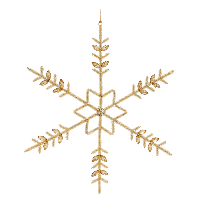 Gold Beaded Metal Snowflake Ornament (Set of 6)
