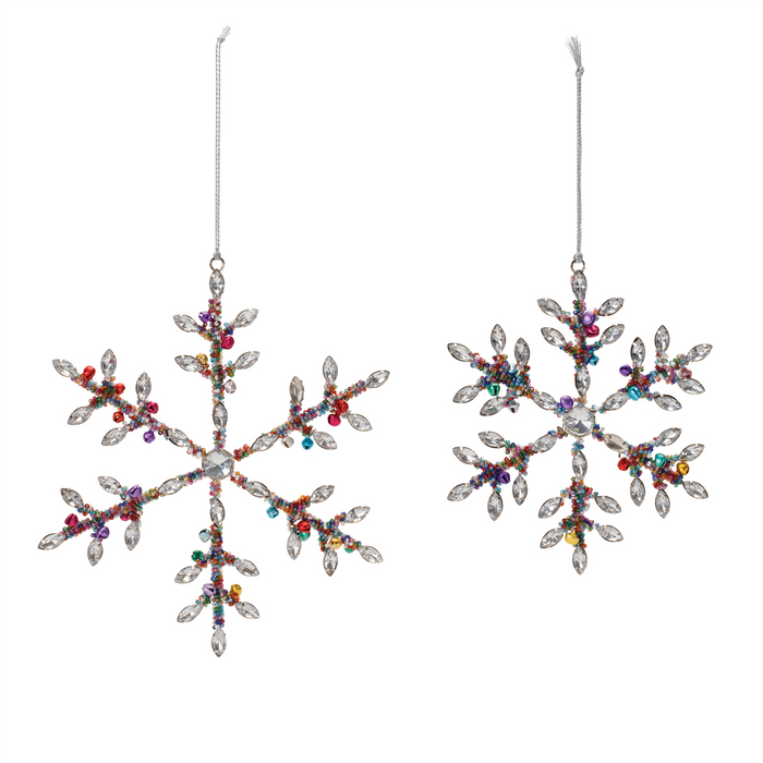 Jewel Snowflake Ornament (Set of 12) 6"H, 8"H Iron/Glass Beads