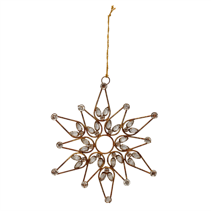 Snowflake Ornament (Set of 4) 9.5”H Iron/Beads