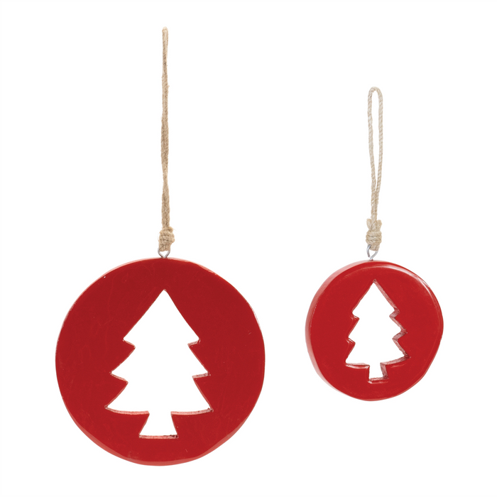 Tree Cut-Out Ornament (Set of 12) 4.25"H, 6"H Wood
