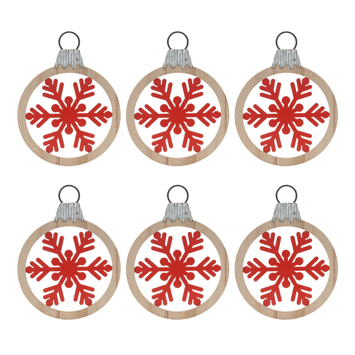 Metal Snowflake with Oranment Frame (Set of 6)