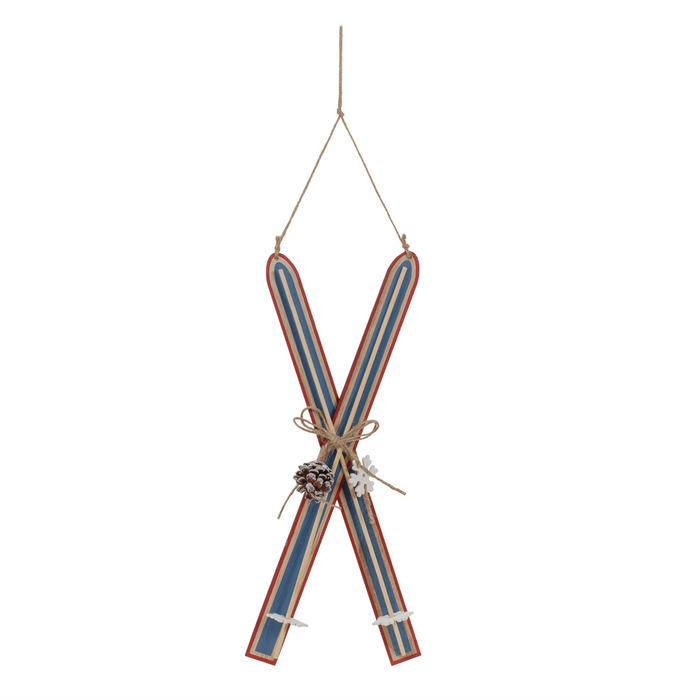 Ski Ornament (Set of 2) 15.5”H Wood/Jute